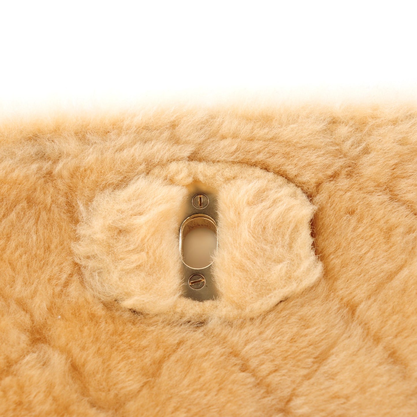 Shearling Suede Quilted Fur Flap Metallic Bronze