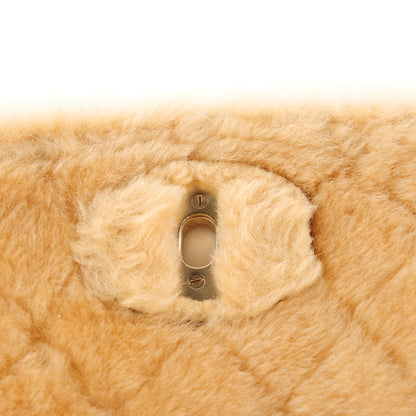 Chanel Shearling Suede Quilted Fur Flap Metallic Bronze 5 of 8