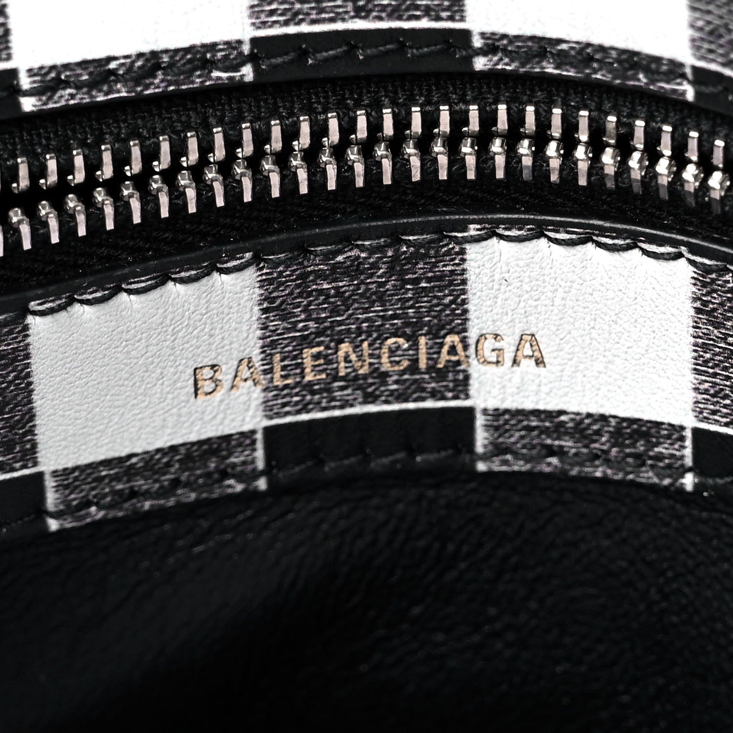 Balenciaga Calfskin Checked S Ville Top Handle Bag Black 5 of 9