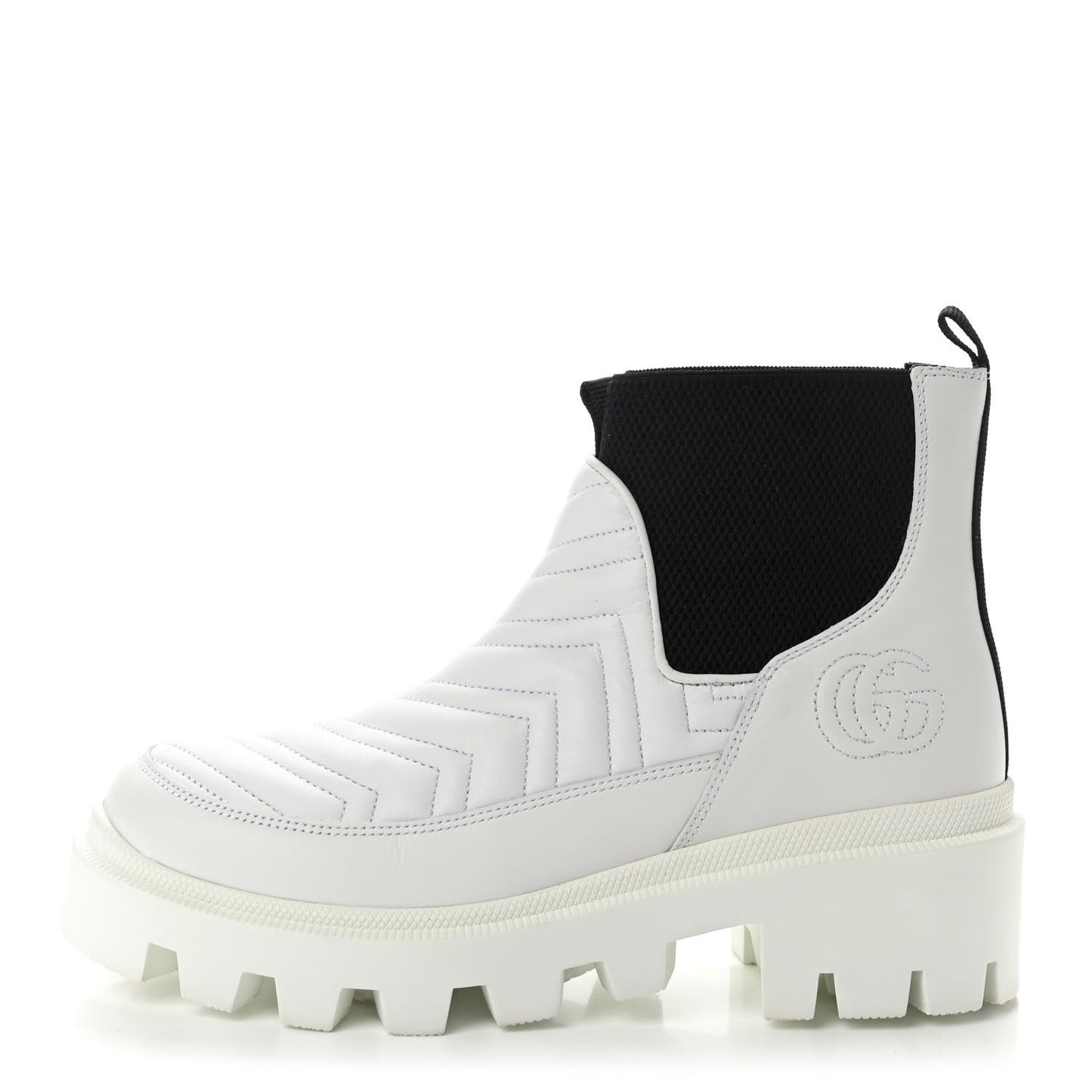 Calfskin Nappa Matelasse Frances Chelsea Boots 39.5 Great White Black