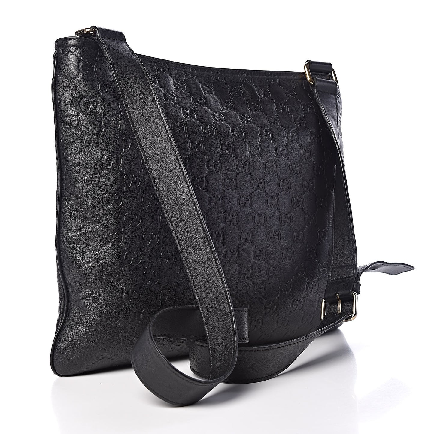 Guccissima Medium Flat Messenger Bag Black
