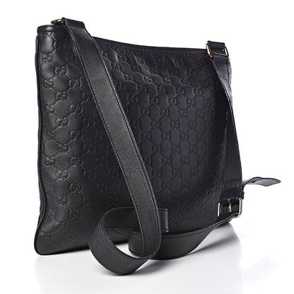 Gucci Guccissima Medium Flat Messenger Bag Black 3 of 10