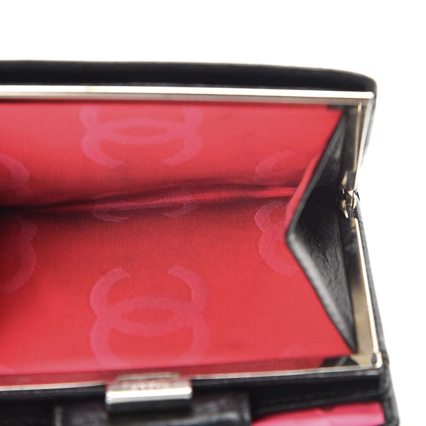 Calfskin Quilted Cambon Bi-Fold Wallet Black White