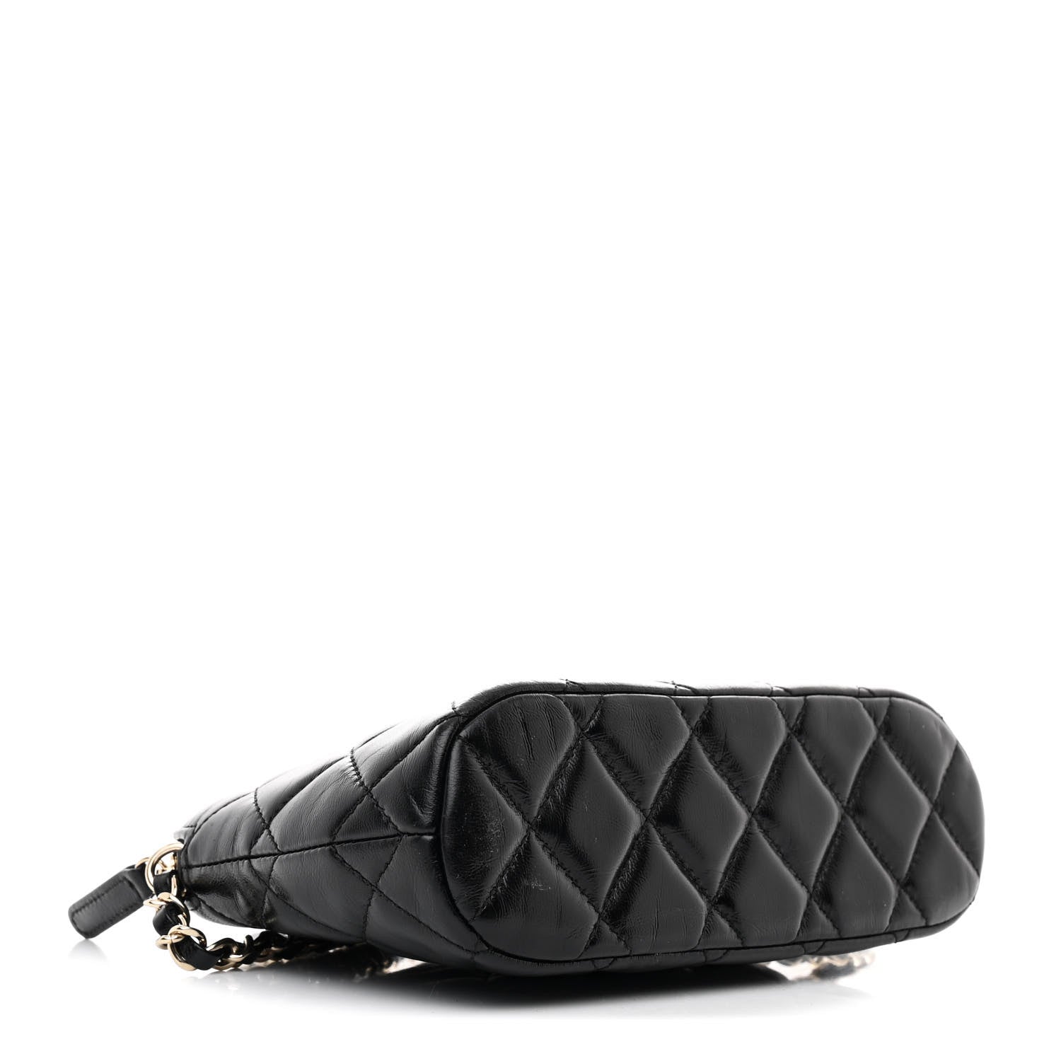 Chanel Shiny Lambskin Quilted Shiny Coco Clutch With Chain Black 4 of 11