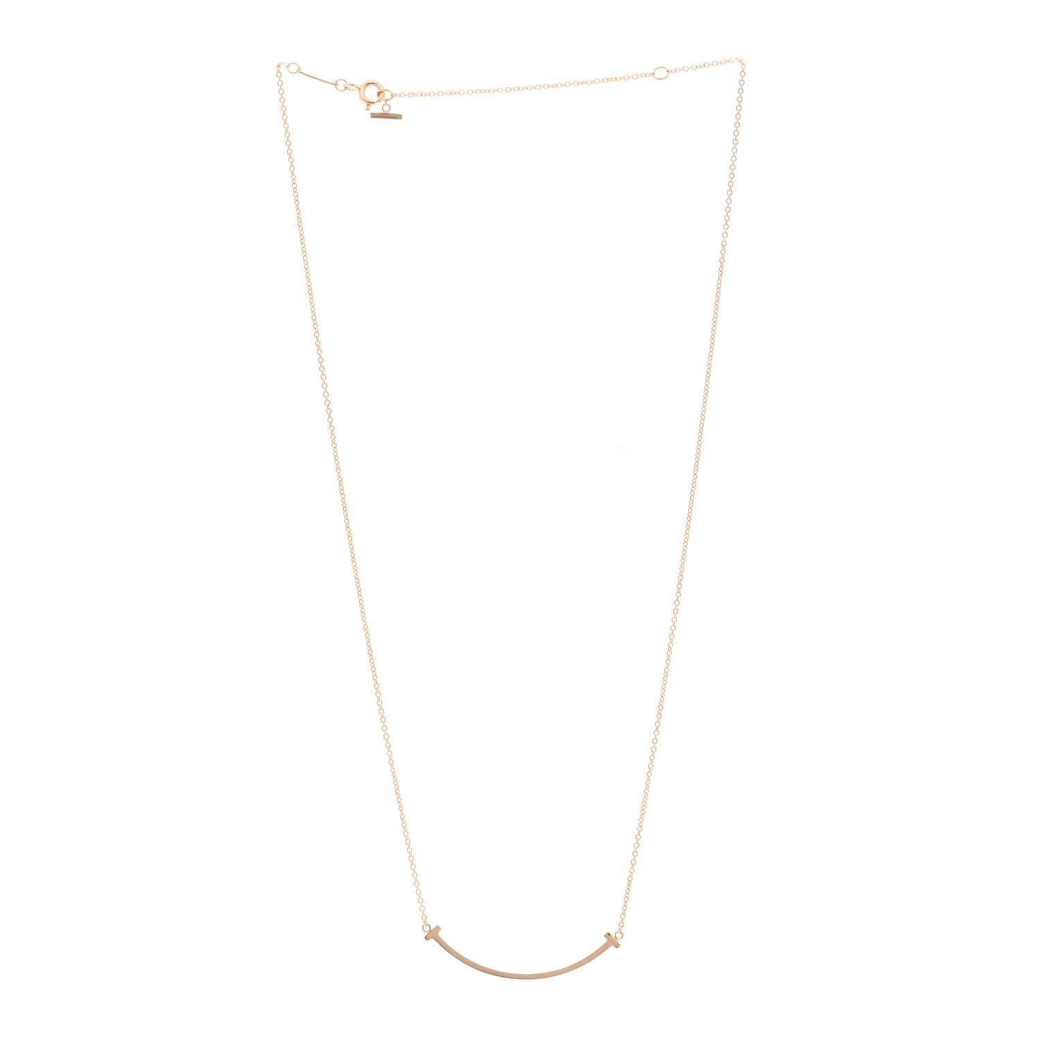 Tiffany 18K Rose Gold Small T Smile Pendant Necklace 3 of 4