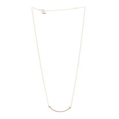 Tiffany 18K Rose Gold Small T Smile Pendant Necklace 3 of 4