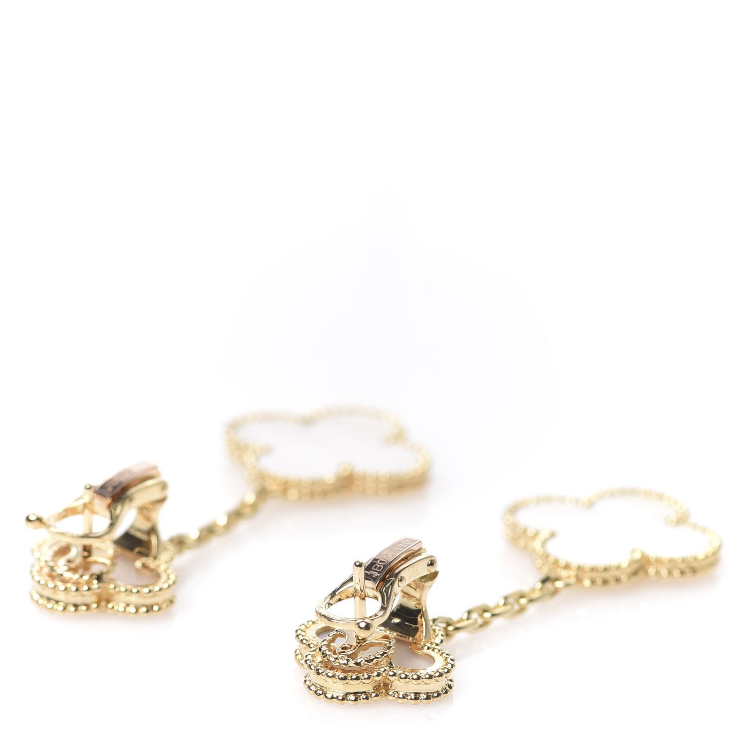 Van Cleef & Arpels 18K Yellow Gold Mother of Pearl 2 Motifs Magic Alhambra Earrings 3 of 6