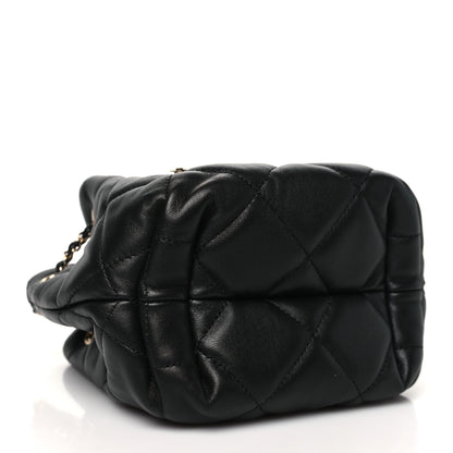 Chanel Lambskin Quilted CC Dweller Drawstring Bucket Bag Black 4 of 10