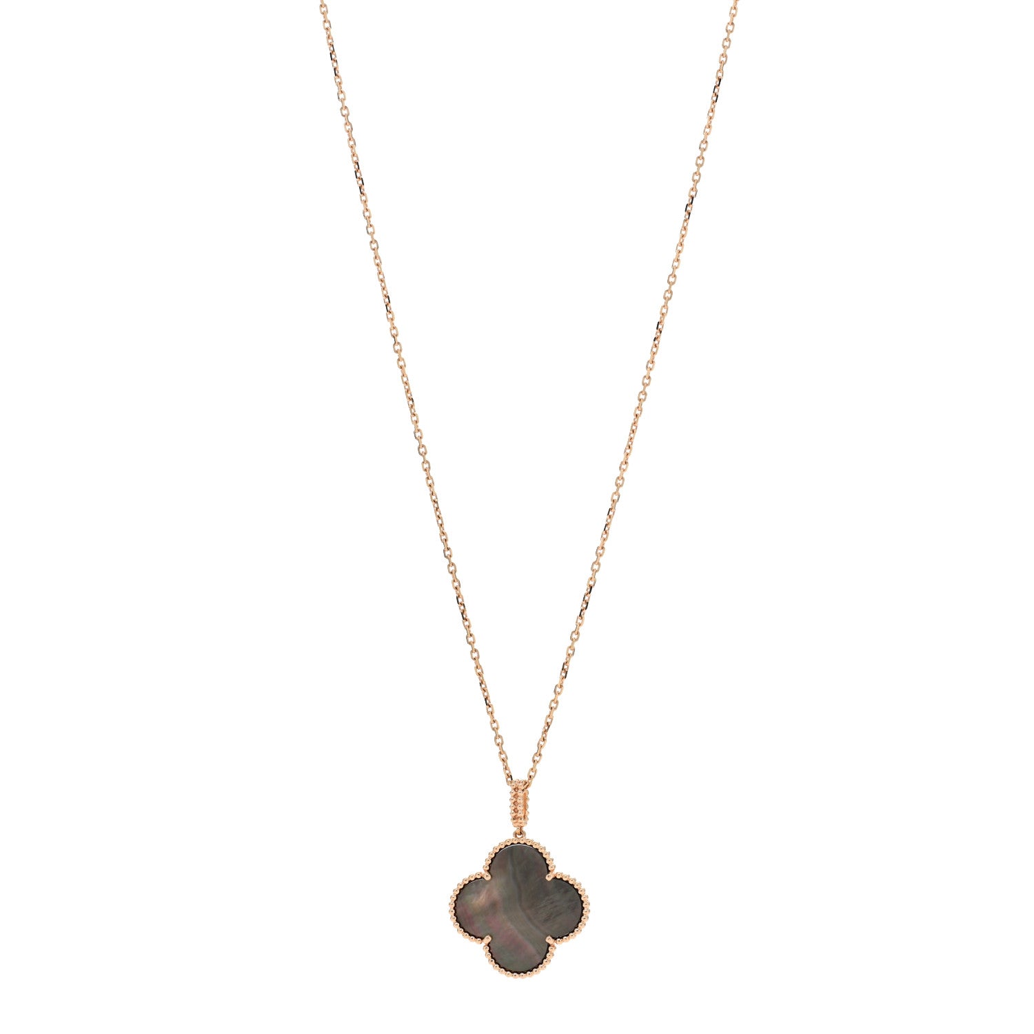 Van Cleef & Arpels 18K Rose Gold Gray Mother of Pearl Magic Alhambra Long Necklace 3 of 5