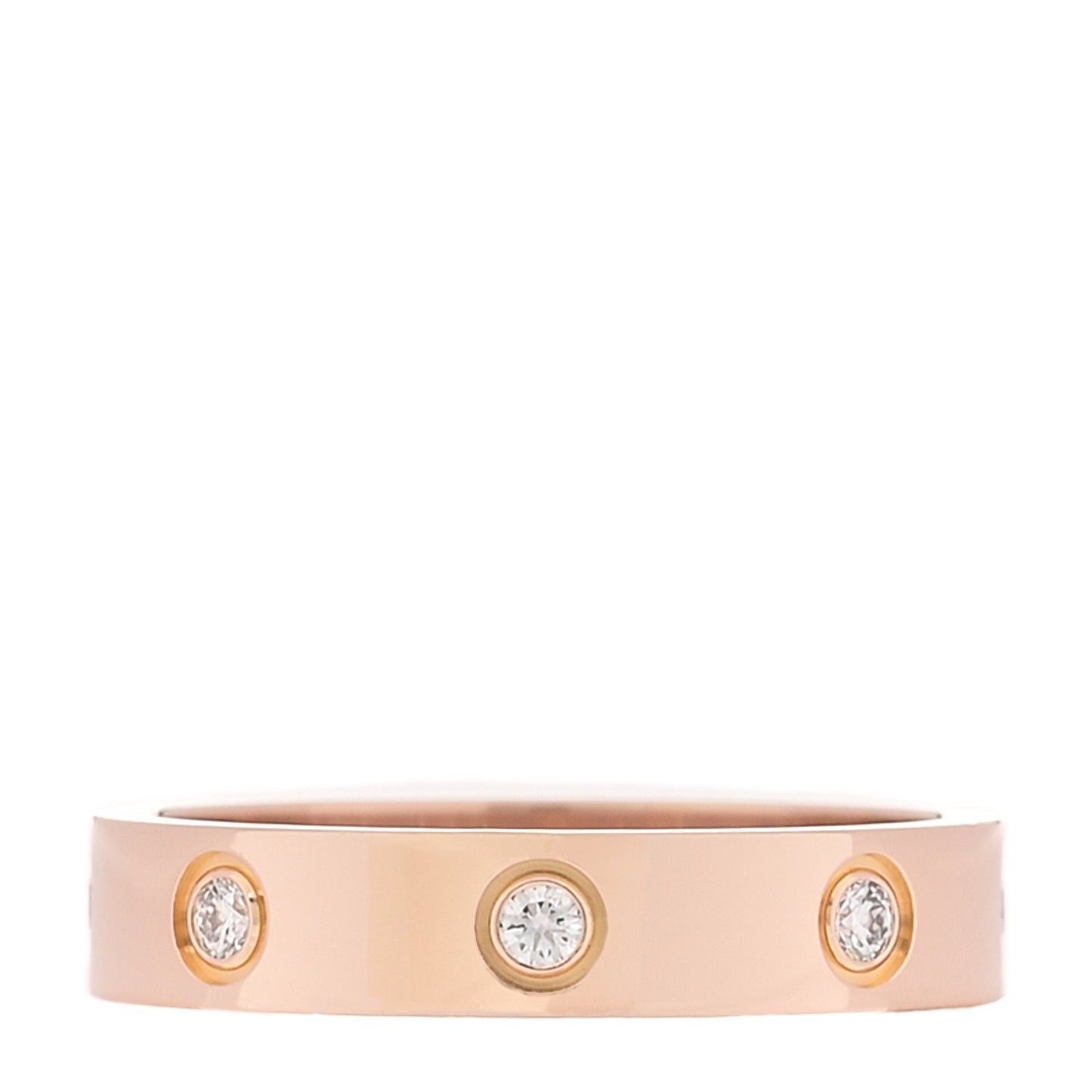 18K Pink Gold 8 Diamond 4mm LOVE Wedding Band Ring 53 6.5