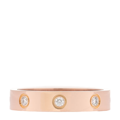 Cartier 18K Pink Gold 8 Diamond 4mm LOVE Wedding Band Ring 53 6.5 3 of 4