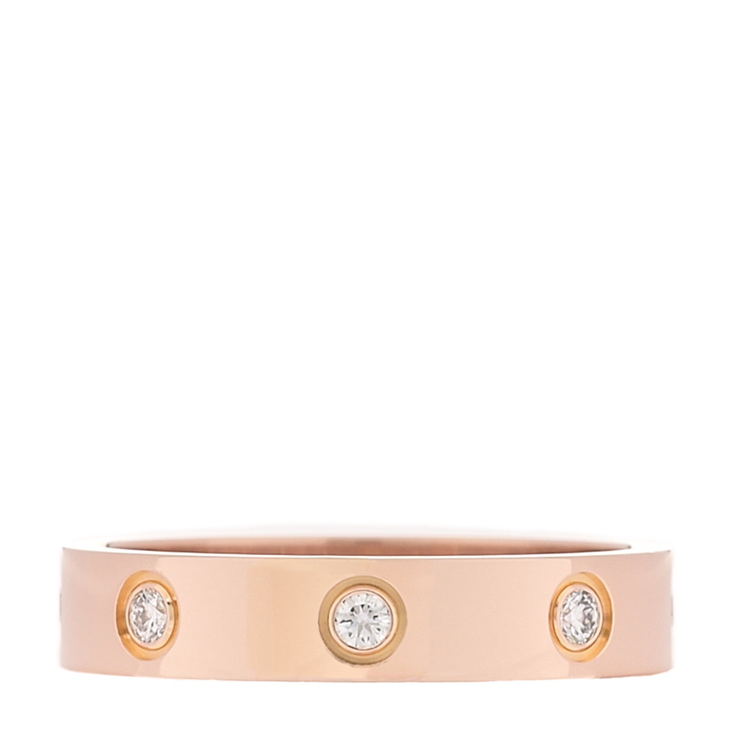 Cartier 18K Pink Gold 8 Diamond 4mm LOVE Wedding Band Ring 53 6.5 3 of 4