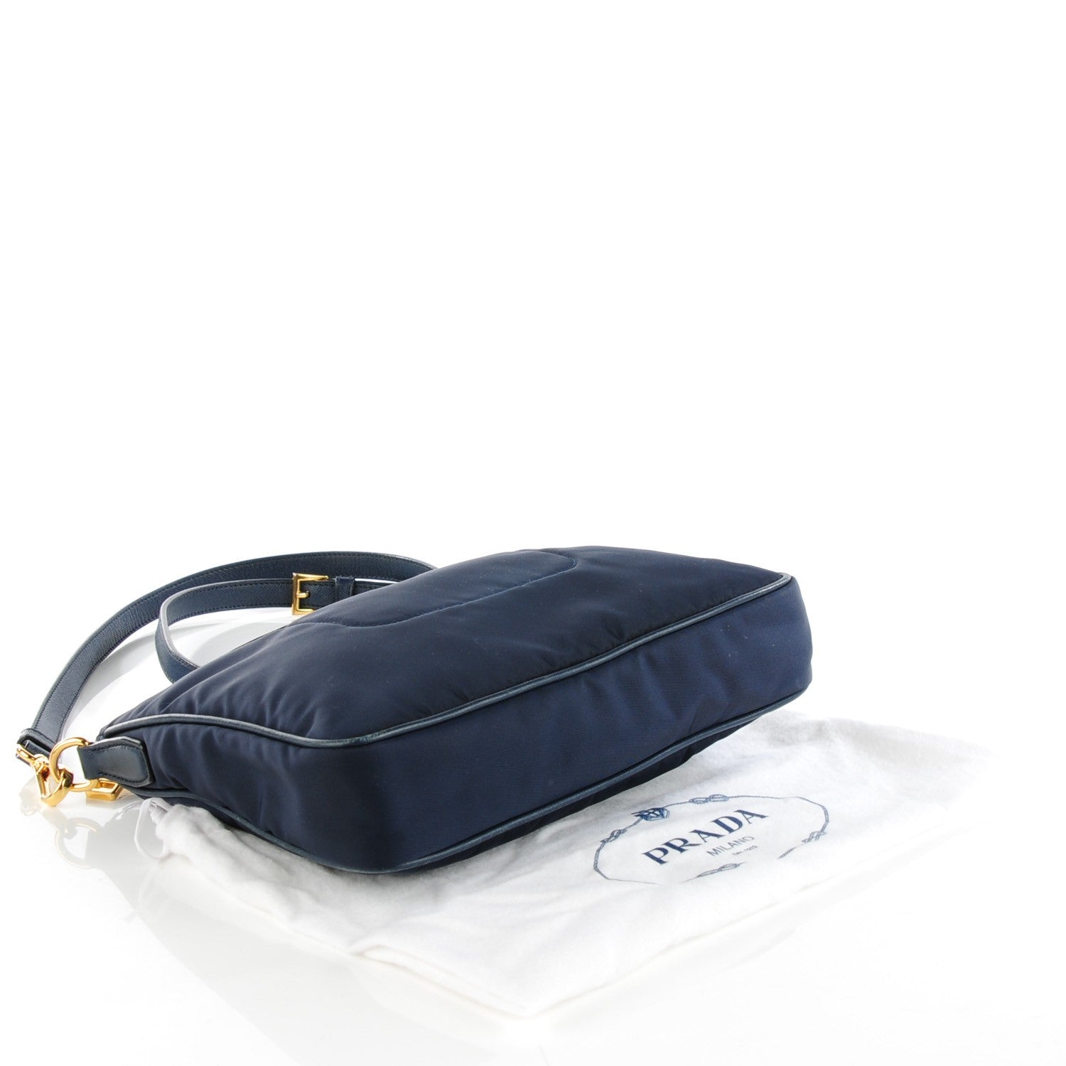 Prada Tessuto Nylon Saffiano Crossbody Bag Blue 4 of 9