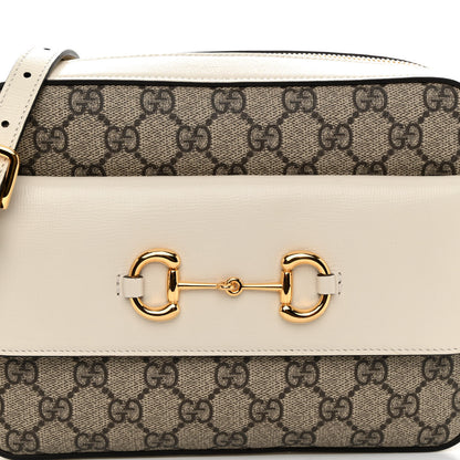 Gucci GG Supreme Monogram Small Horsebit 1955 Shoulder Bag Beige Mystic White 8 of 10