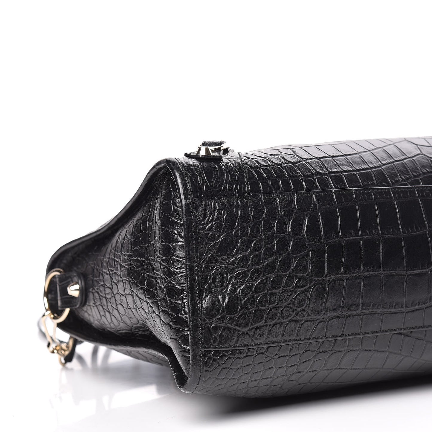 Calfskin Crocodile Embossed Classic Hardware City Black