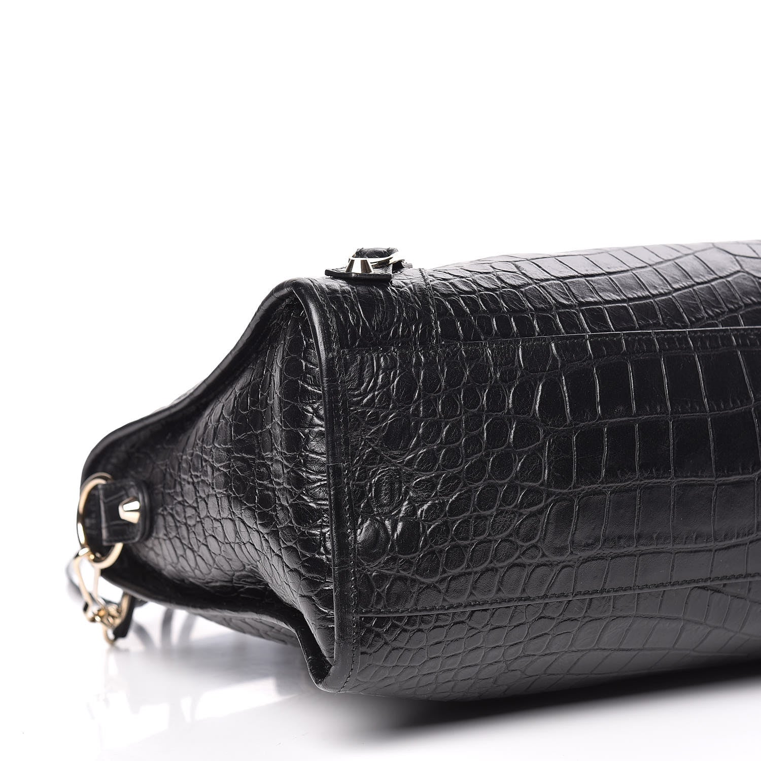 Balenciaga Calfskin Crocodile Embossed Classic Hardware City Black 5 of 10