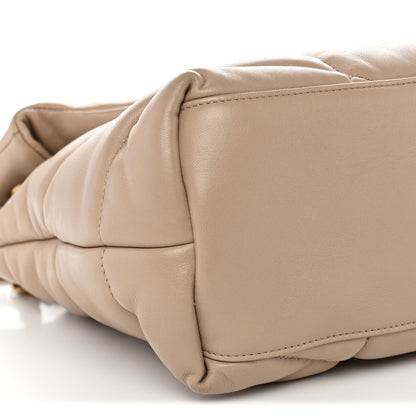 Saint Laurent Lambskin Quilted Medium Loulou Puffer Monogram Chain Satchel Dark Beige 9 of 10