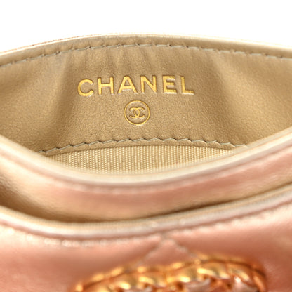 Chanel Metallic Lambskin Quilted Chanel 19 Card Holder Gold 5 of 10