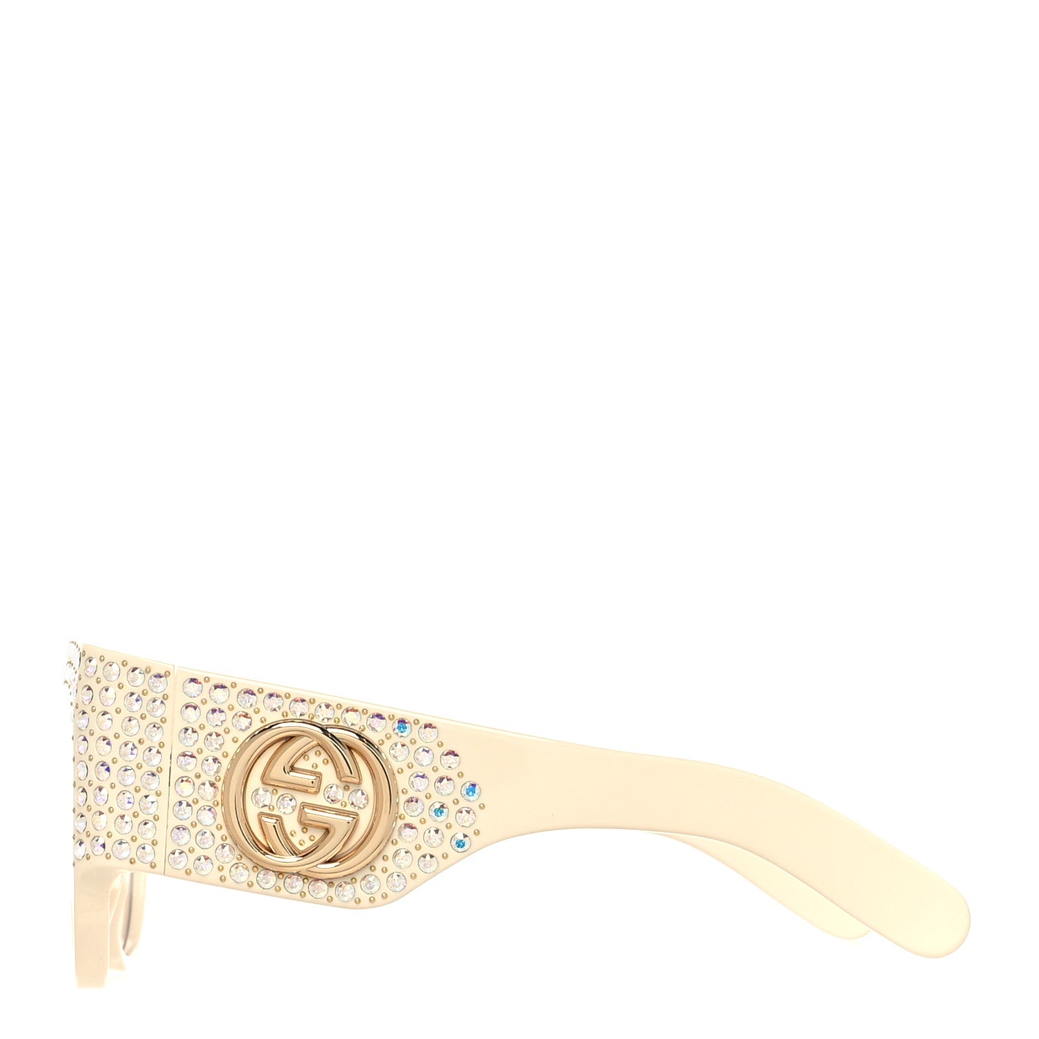 Gucci Acetate Crystal Oversize Hollywood Forever Sunglasses GG0144S Ivory 3 of 9