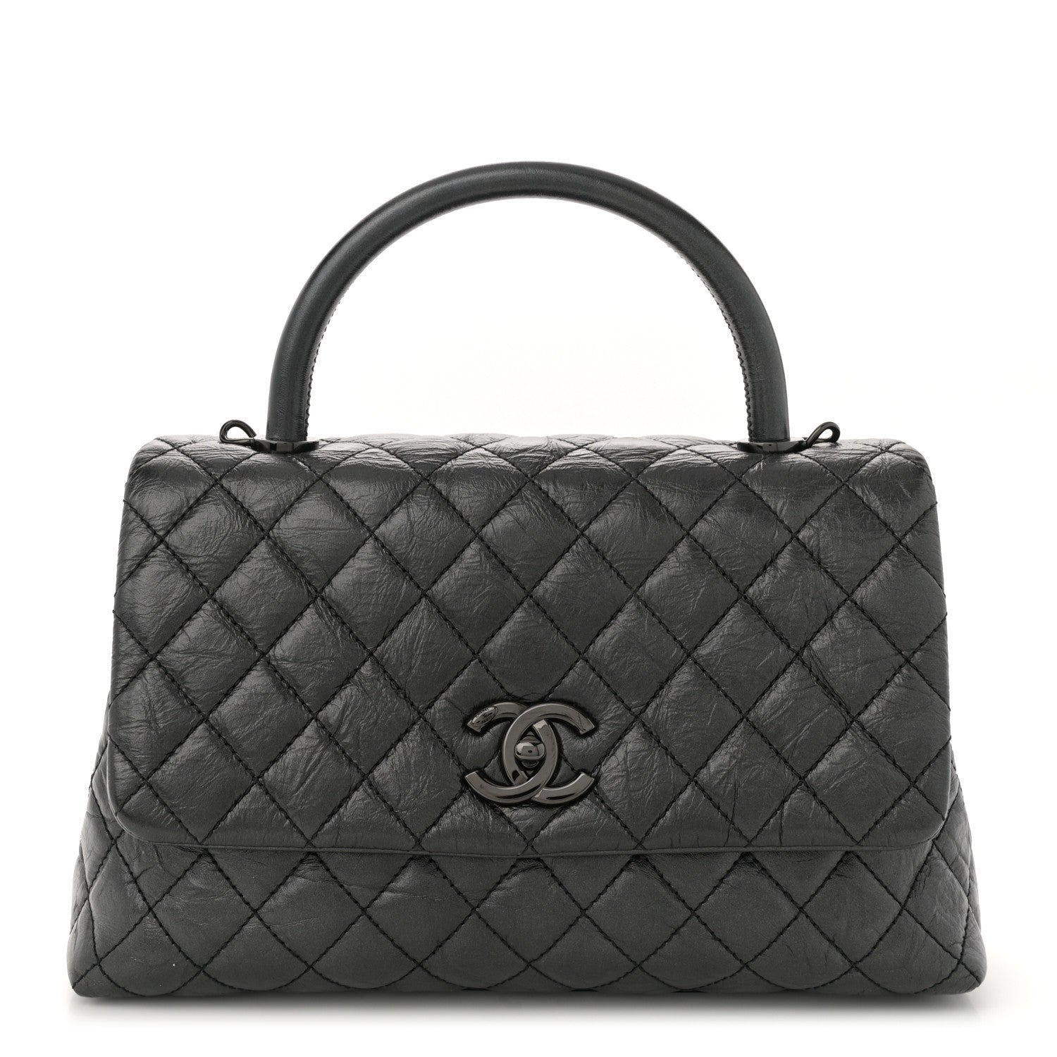 Chanel Aged Calfskin Quilted Small Coco Handle Flap So Black 1 of 10