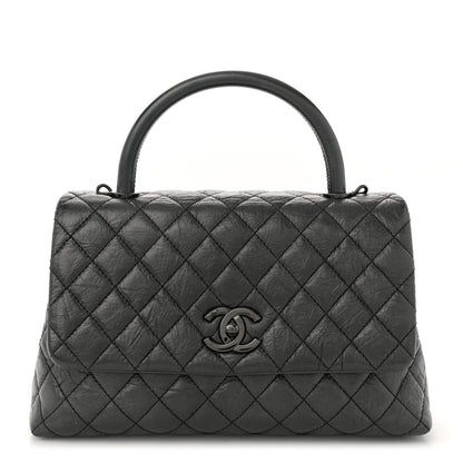 Chanel Aged Calfskin Quilted Small Coco Handle Flap So Black 1 of 10