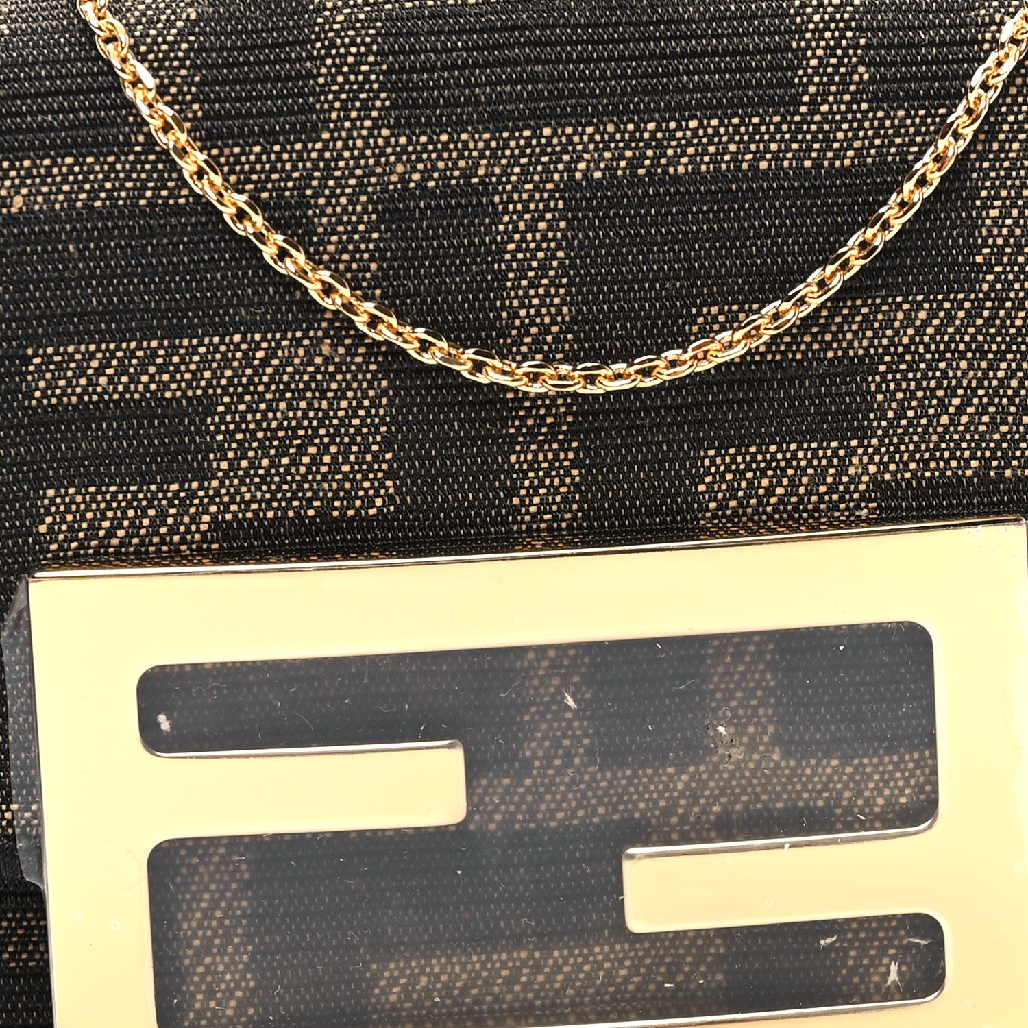 Fendi Fabric Jacquard FF 1974 Nano Maxi Buckle Baguette Charm Tobacco Moro Black 8 of 11