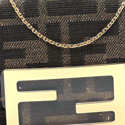 Fendi Fabric Jacquard FF 1974 Nano Maxi Buckle Baguette Charm Tobacco Moro Black 8 of 11