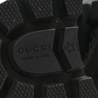 Gucci Calfskin Embroidered Lace Up Combat Ankle Boots 37 Black 7 of 11