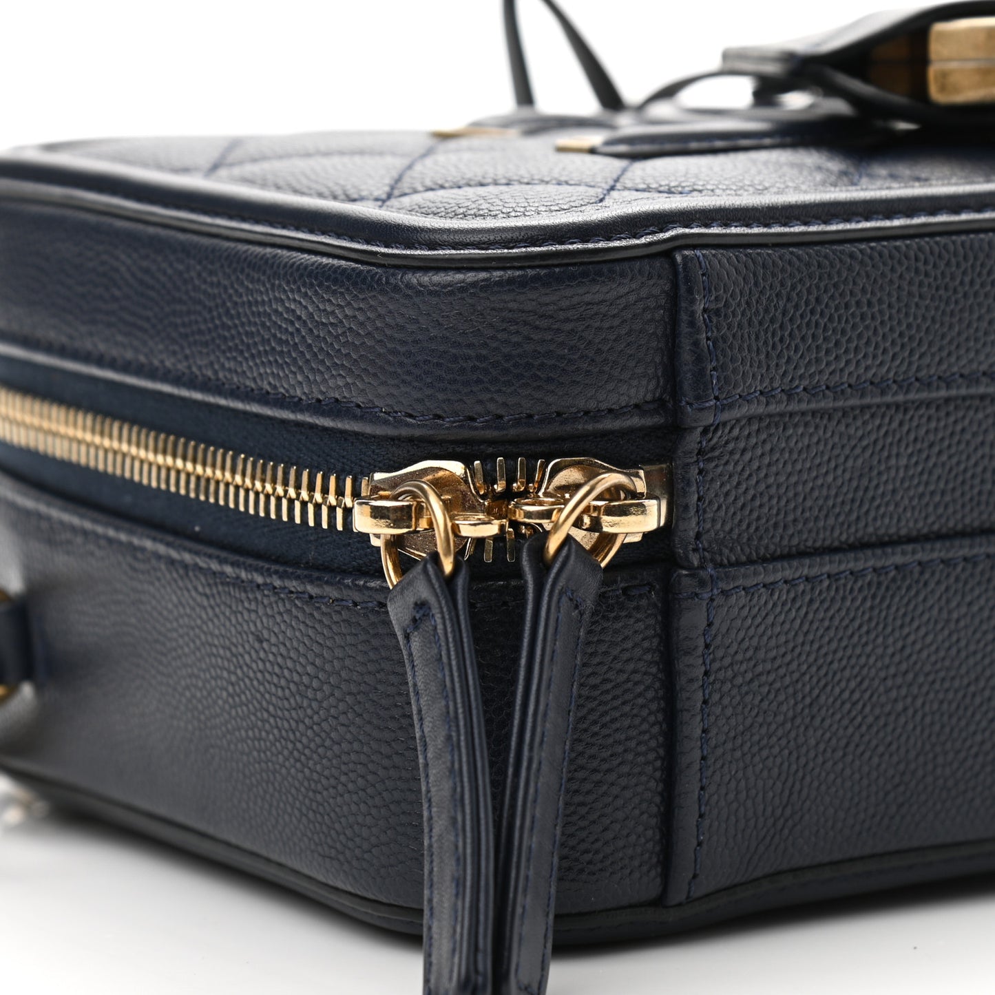 Caviar Quilted Small CC Filigree Vanity Case Navy