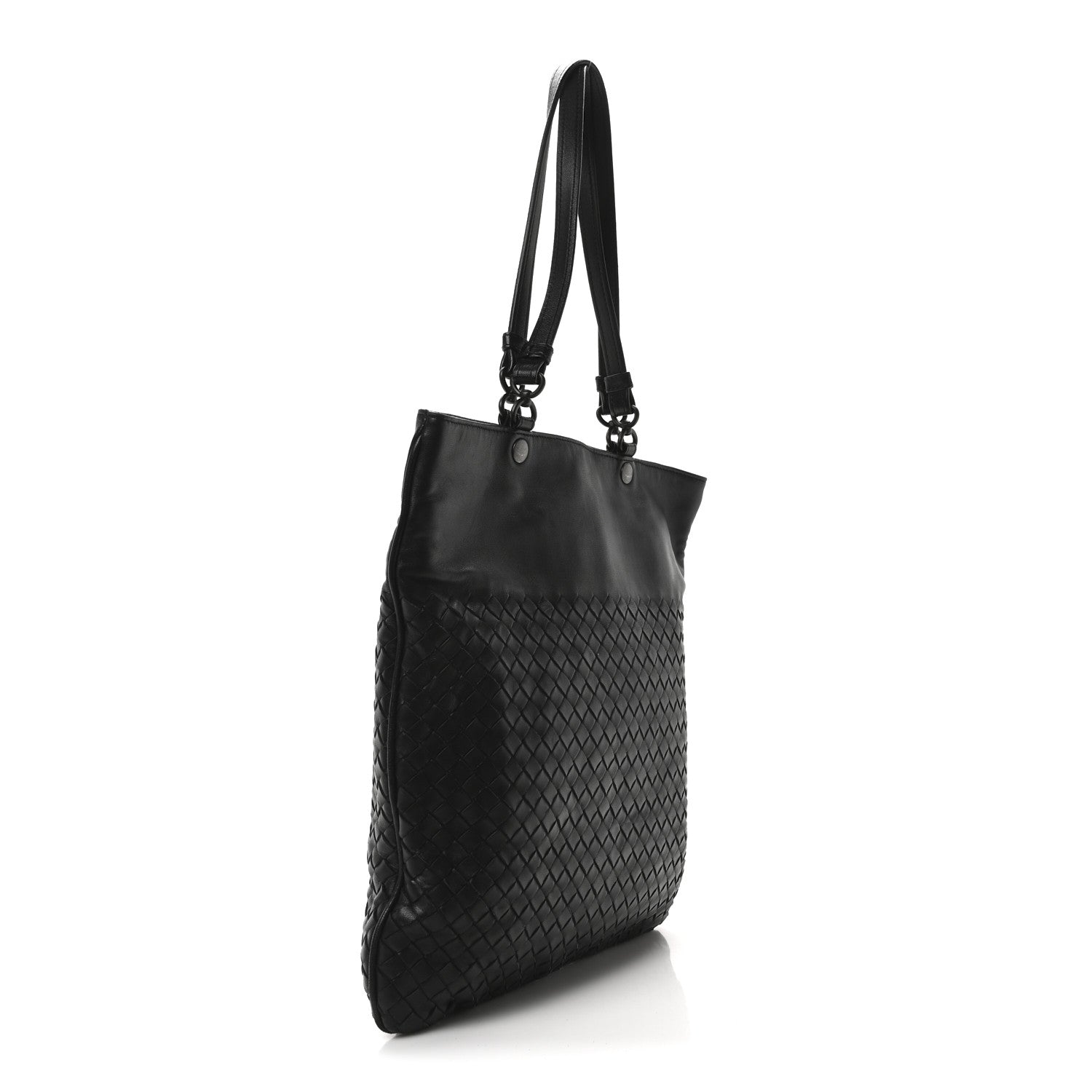 Bottega Veneta Nappa Intrecciato Flat Shoulder Bag Black 3 of 9