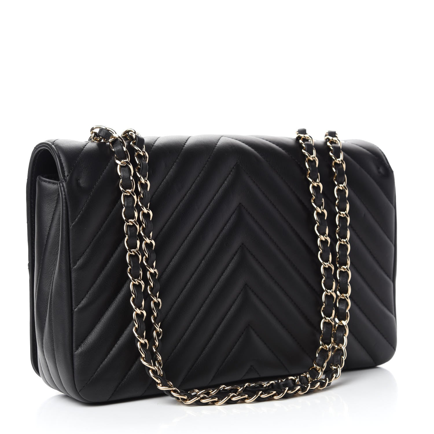 Chanel Calfskin Chevron Quilted Large Statement Flap Black 3 of 14