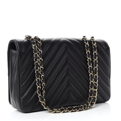 Chanel Calfskin Chevron Quilted Large Statement Flap Black 3 of 14