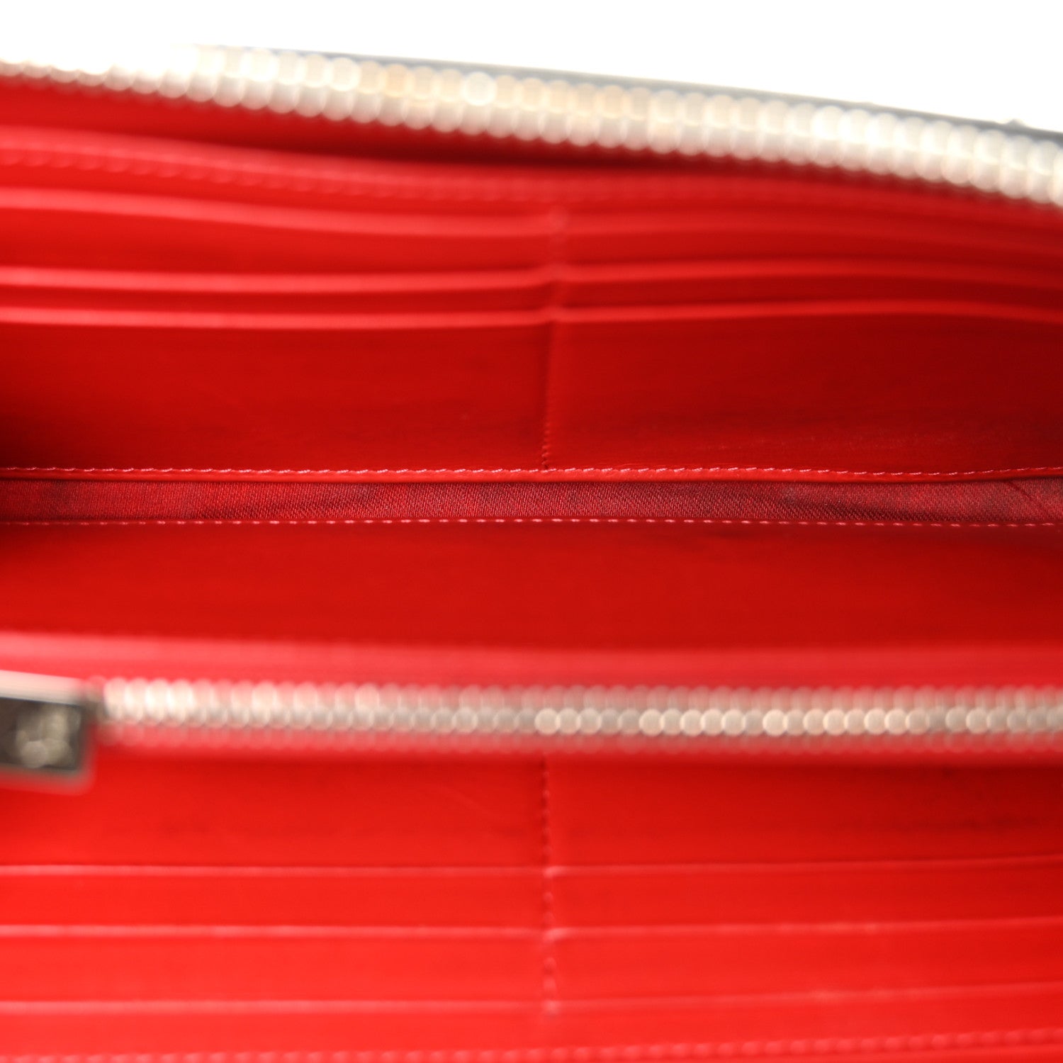 Christian Louboutin Metallic Patent Panettone Spiked Zip Around Wallet Silver 5 of 12