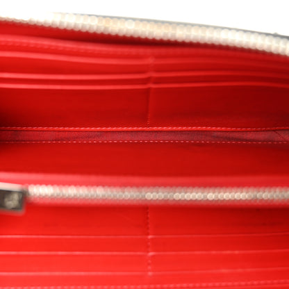 Christian Louboutin Metallic Patent Panettone Spiked Zip Around Wallet Silver 5 of 12
