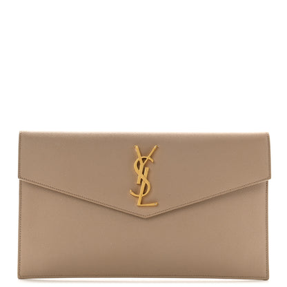 Saint Laurent Grain De Poudre Uptown Pouch Dark Beige 1 of 9