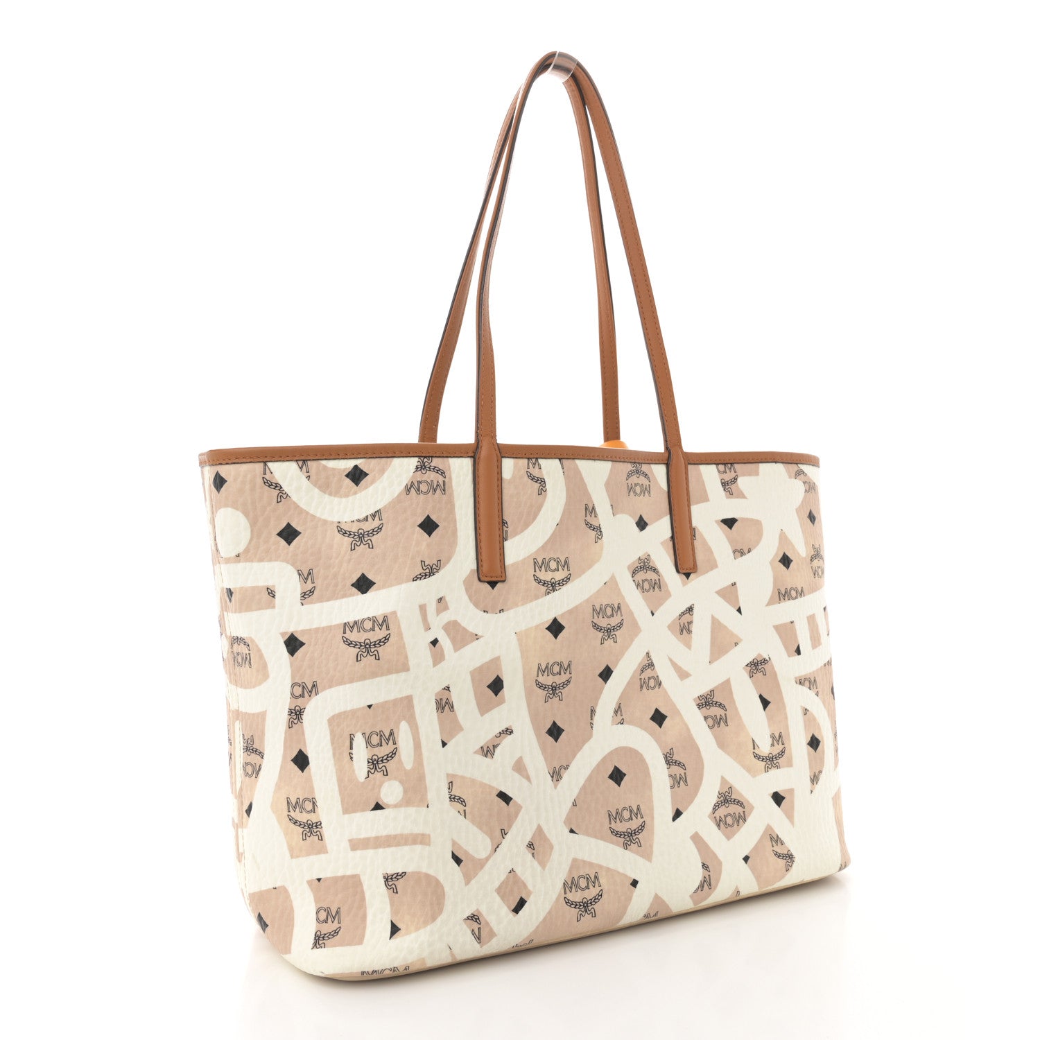 MCM X Eddie Kang Visetos Medium Reversible Shopper Tote Natural 4 of 23