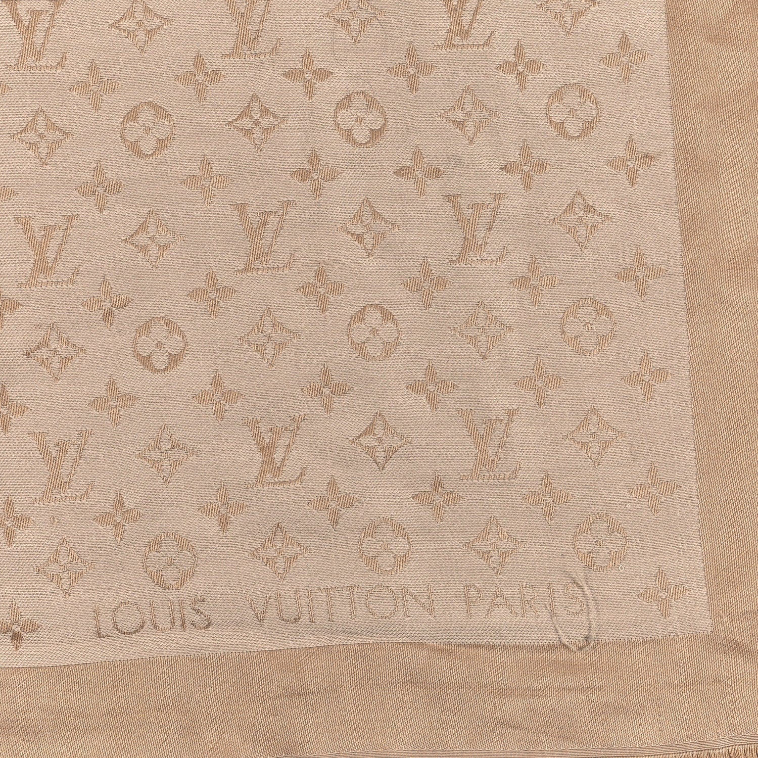 Louis Vuitton Silk Wool Monogram Denim Shawl Beige Rose 2 of 3