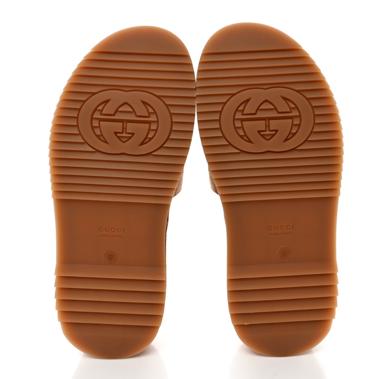 Canvas GG Monogram Angelina Platform Slide Sandals 37 Beige Ruggine