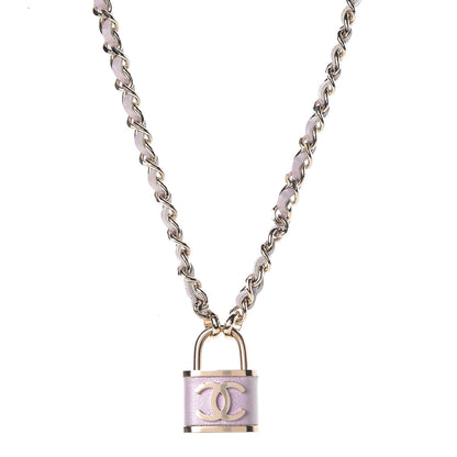 Chanel Metal Lambskin Lock Necklace Pink 1 of 5