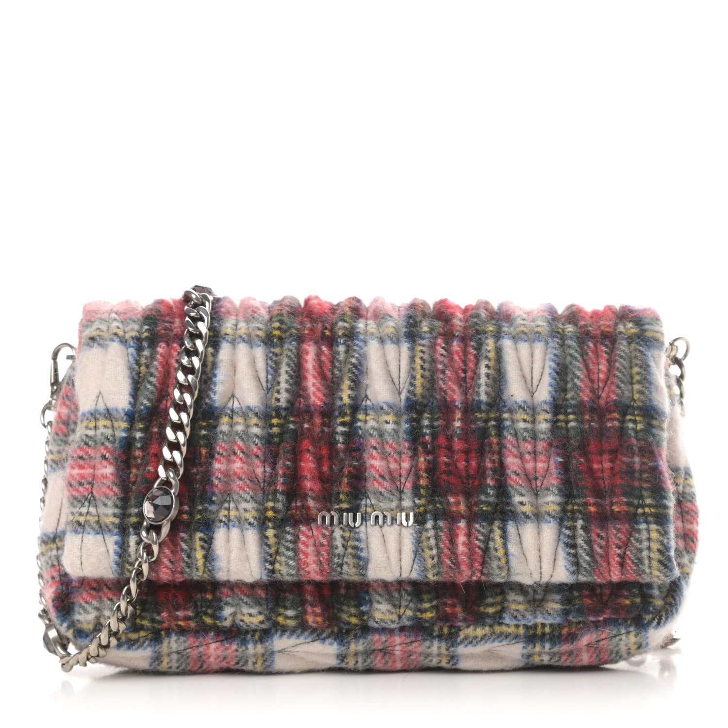 Miu Miu Tartan Matelasse Small Flap Naturale 1 of 4