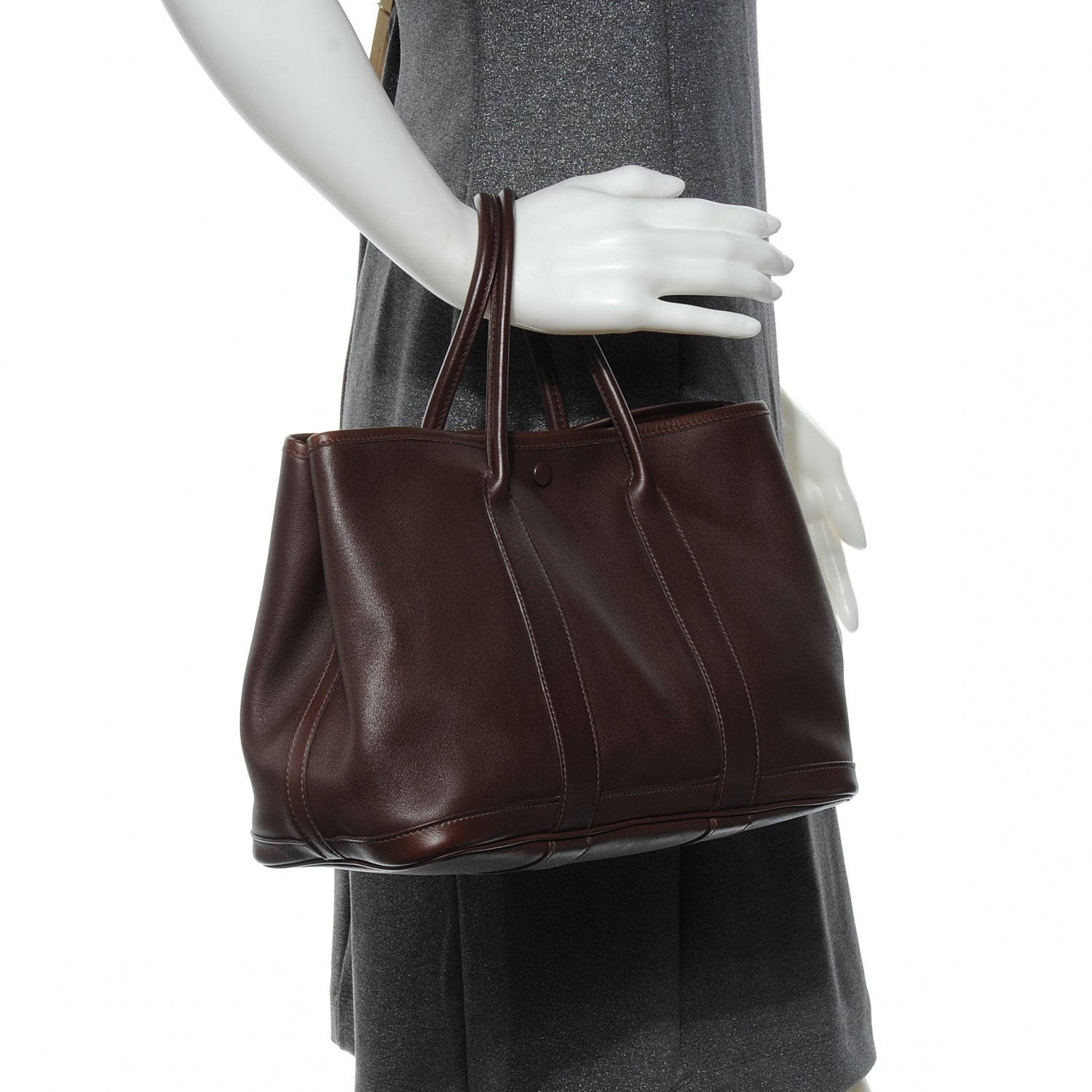Hermes Swift Leather Garden Party TPM Tote Chocolate 2 of 6