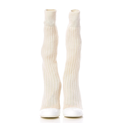 Chanel Patent Knit Sock Boots 38 White 2 of 10