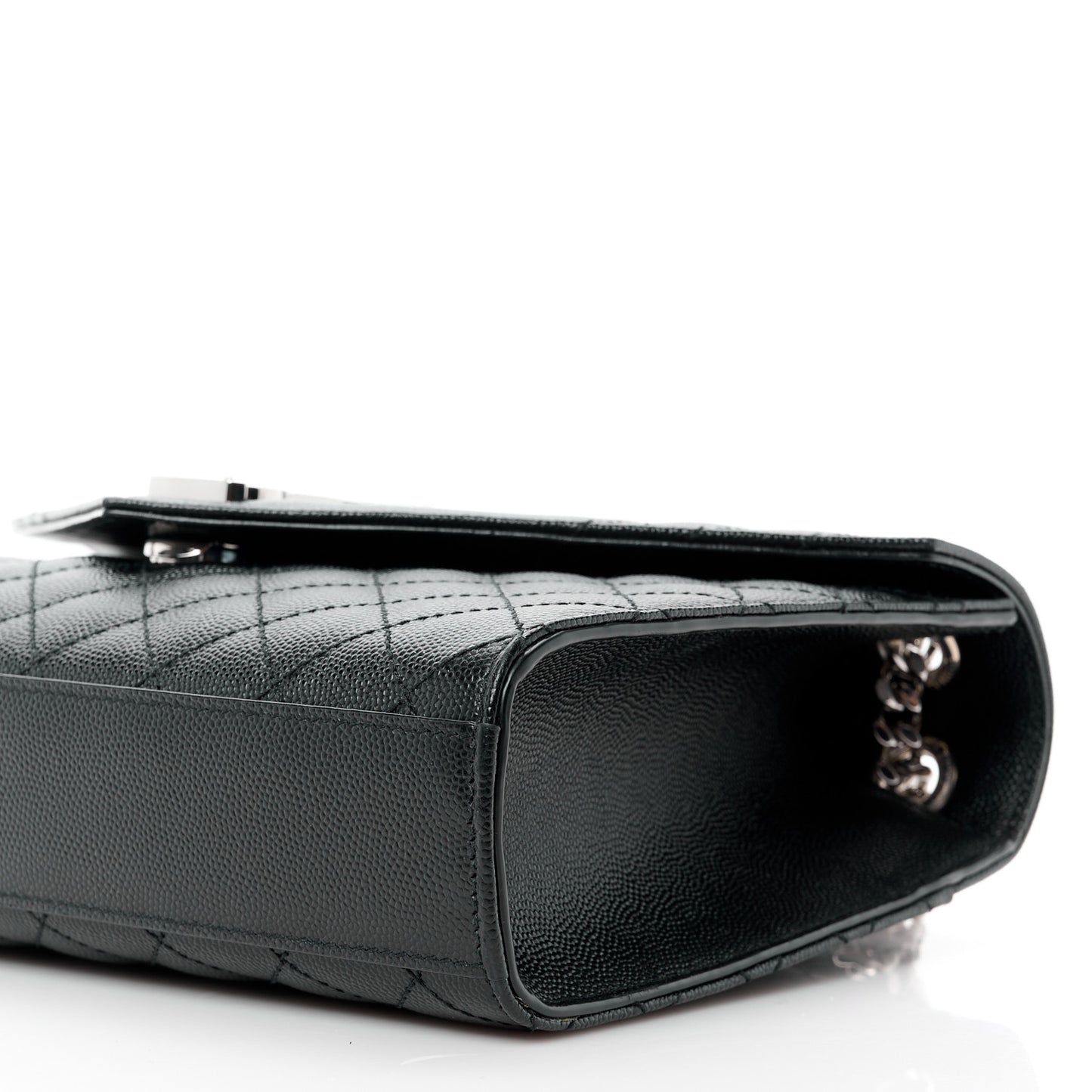 SAINT LAURENT Grain De Poudre Textured Mixed Matelasse Triquilt Medium Monogram Satchel Black