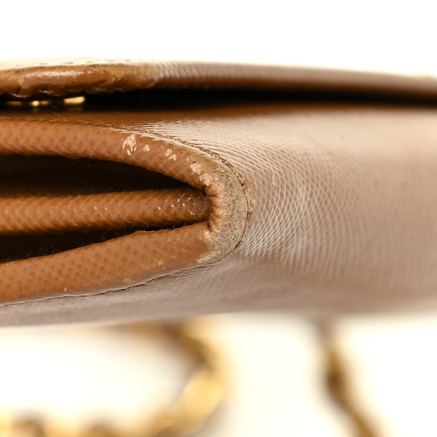 Prada Saffiano Metal Oro Chain Wallet Caramel 20 of 21
