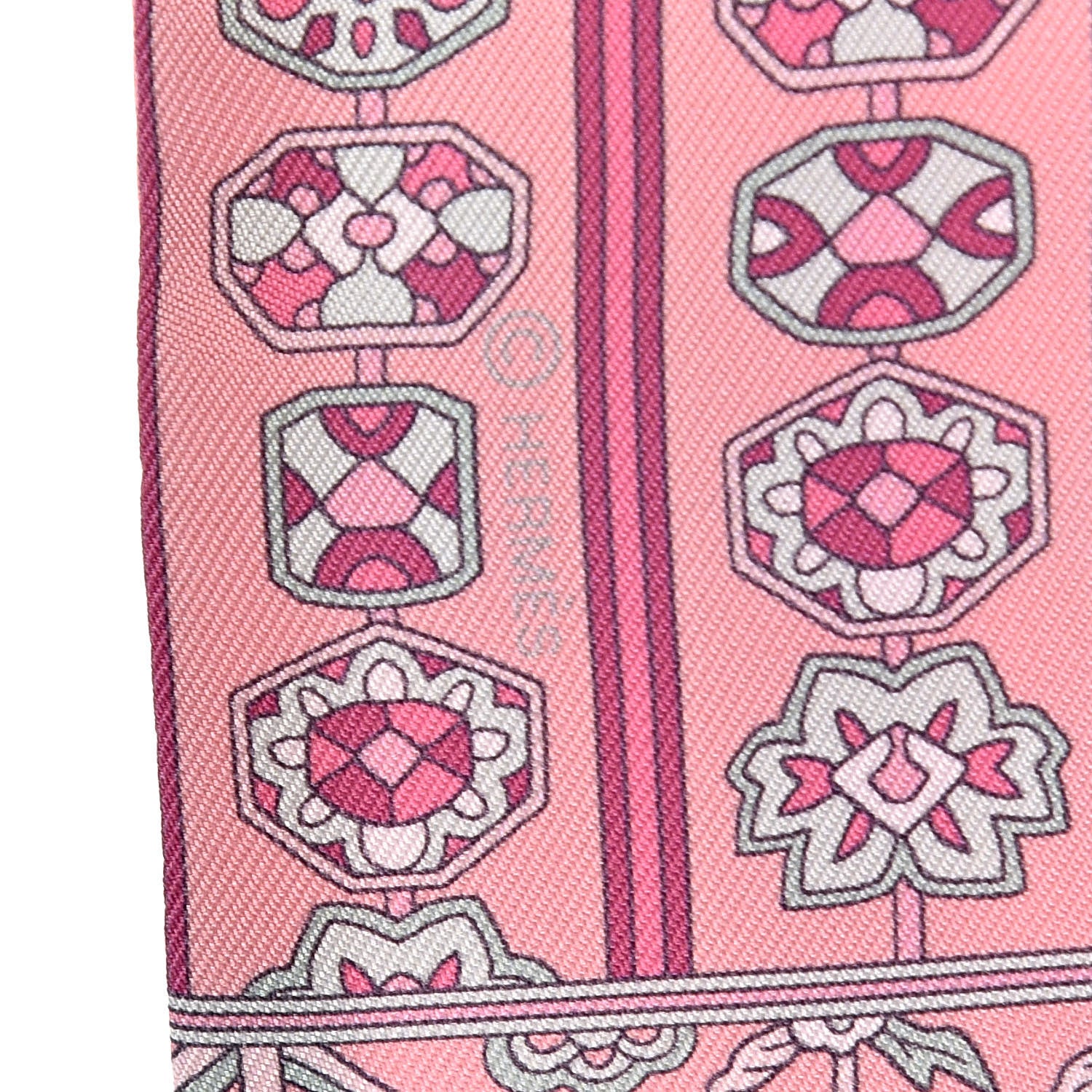 Hermes Silk Tapis Persans Twilly Rose Vert De Eau Creme 5 of 5