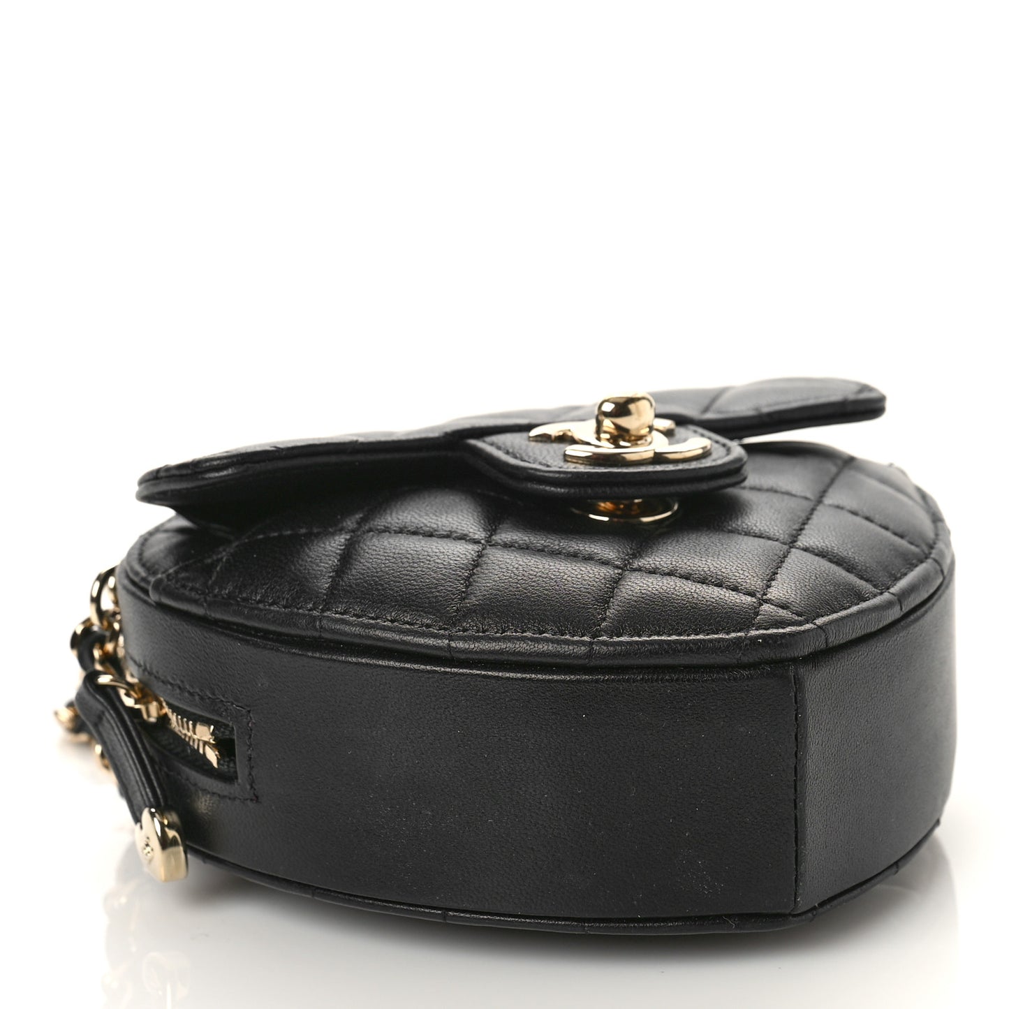 Lambskin Quilted CC In Love Heart Clutch Black