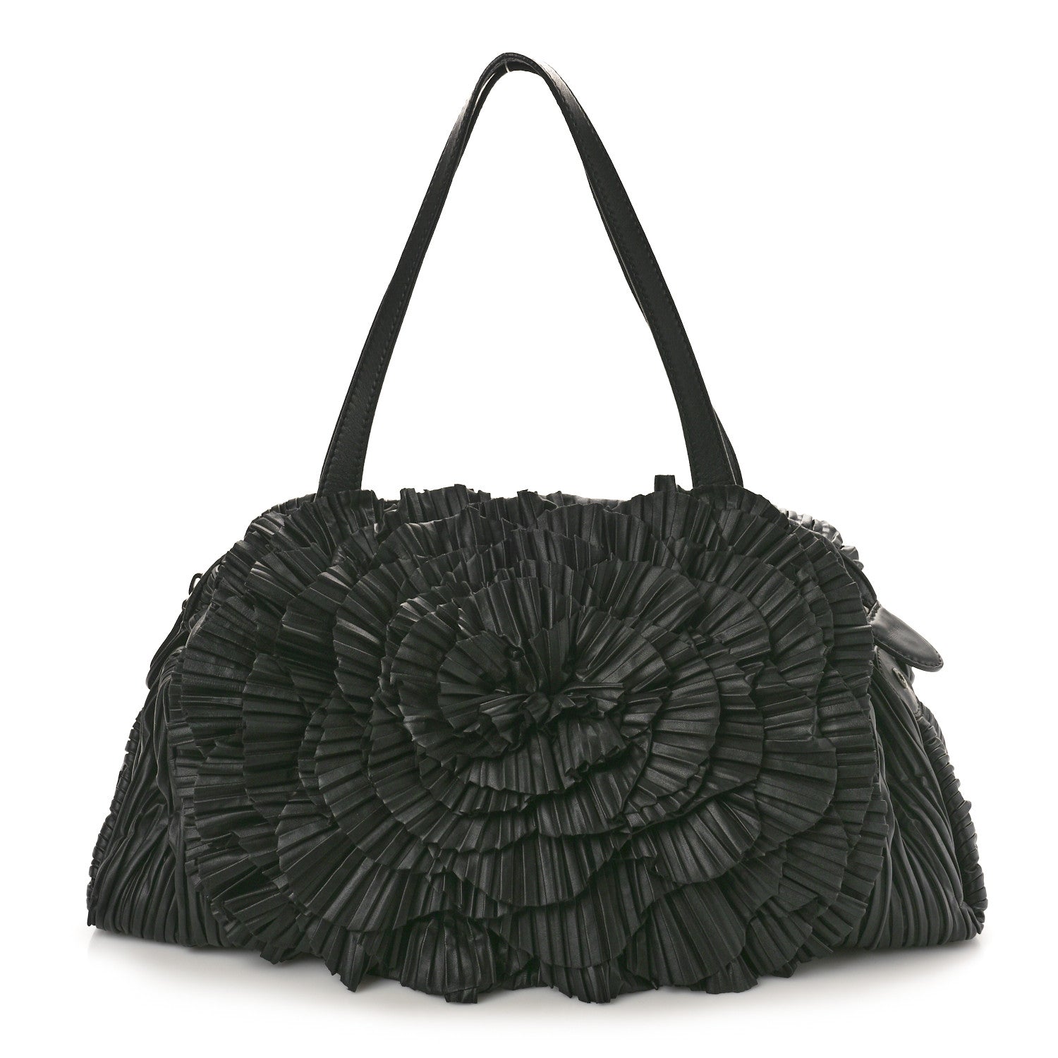 Valentino Garavani Nappa Pleated Petale Tote Black 1 of 12