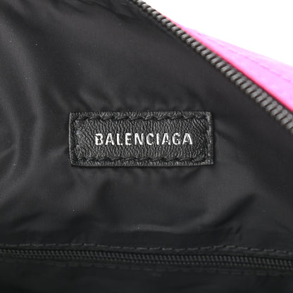 Balenciaga Recycled Sport Nylon Logo Embroidered Large Wheel Sling Bag Fluo Pink Black 6 of 8