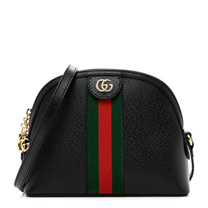 Gucci Calfskin GG Web Small Ophidia Dome Shoulder Bag Black 1 of 9