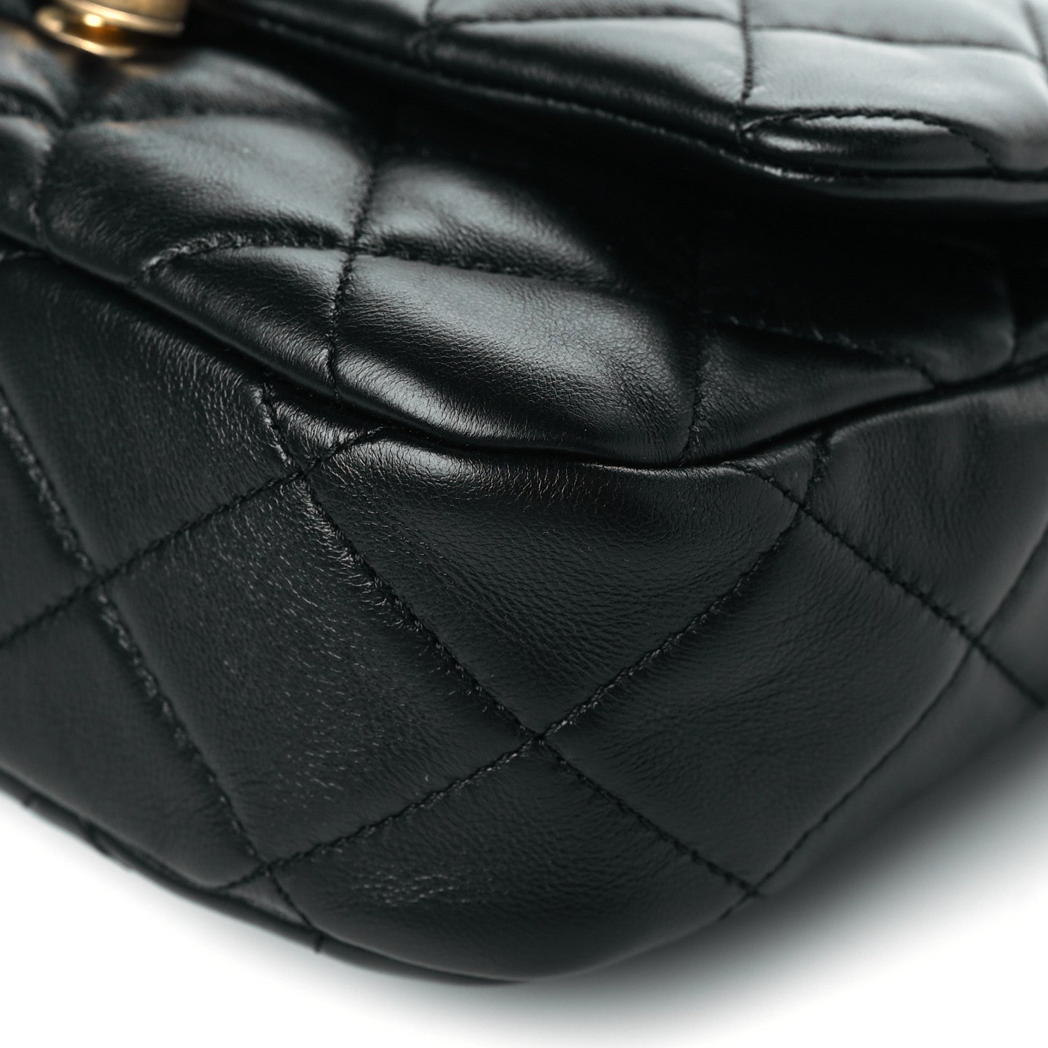 Chanel Lambskin Quilted Small Lacquered Chain Flap Black 10 of 11